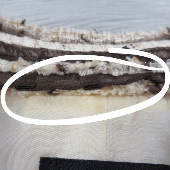 DONCASTER Ruffle Fringe Tweed Jacket Cotton Linen Blend Women’s Size 12 - Picture 10 of 13